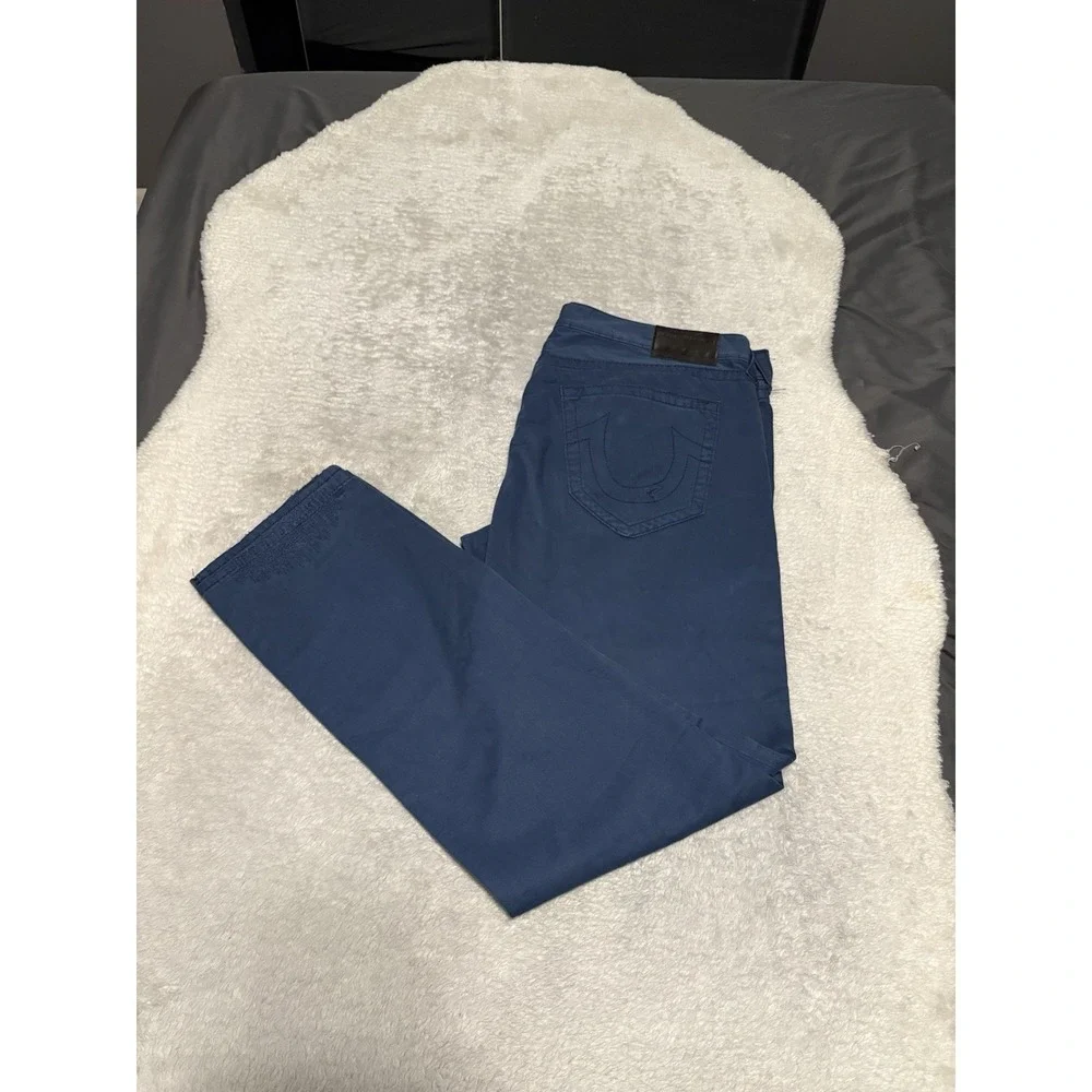 True Religion‎ Geno Relaxed Fit Blue Distressed Ripped Pants Size 40x34